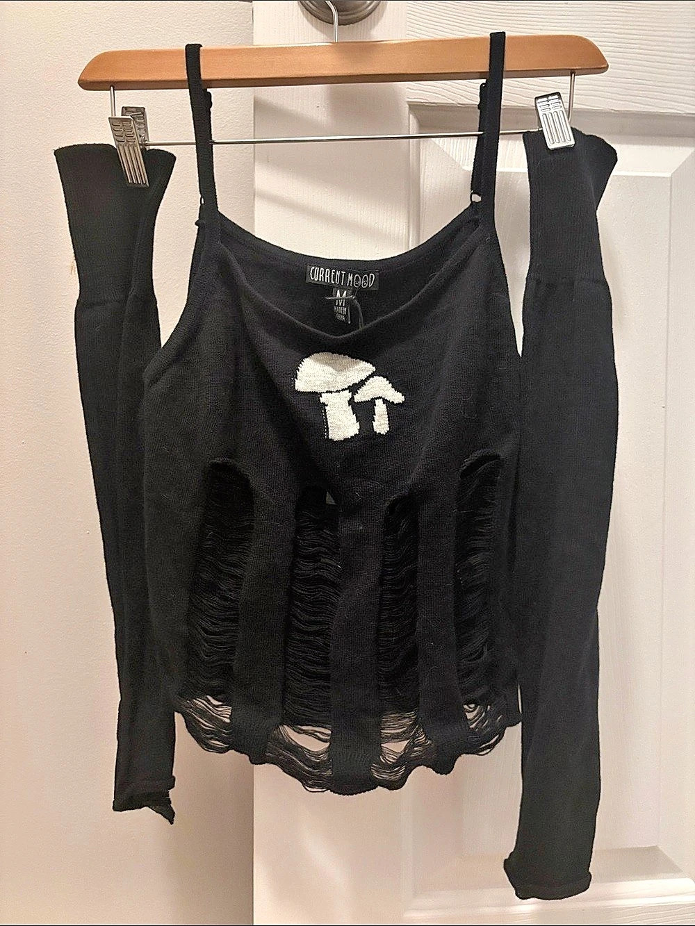 Dolls Kill Distressed Mushroom Tank Top Black Size Medium NWT